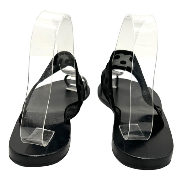Ancient Greek Sandals Black Leather Sheer Polka Dot Toe Loop Slide Sandals 38 - Picture 8 of 14
